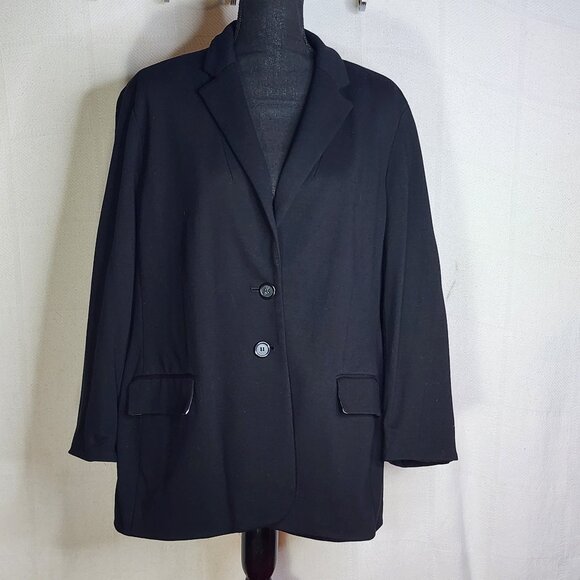 Chico's Black Rayon Nylon Span Two Button Print Lined Blazer Chico Size 3 US XL - Picture 2 of 16